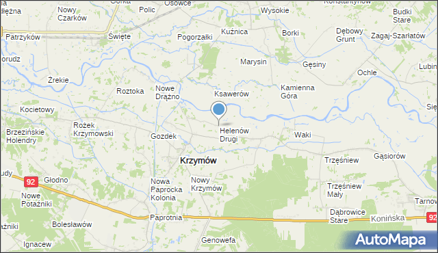 mapa Helenów Drugi, Helenów Drugi gmina Krzymów na mapie Targeo
